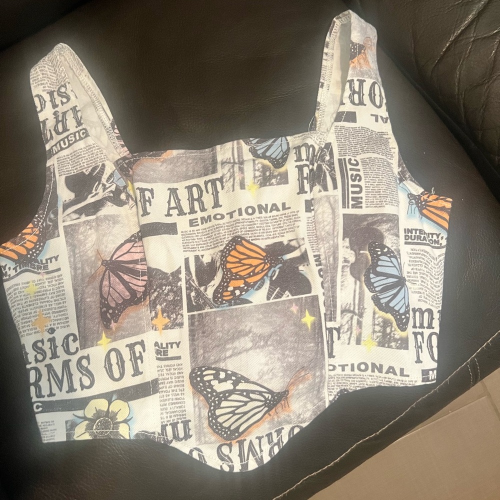 Butterfly Print Corset Top